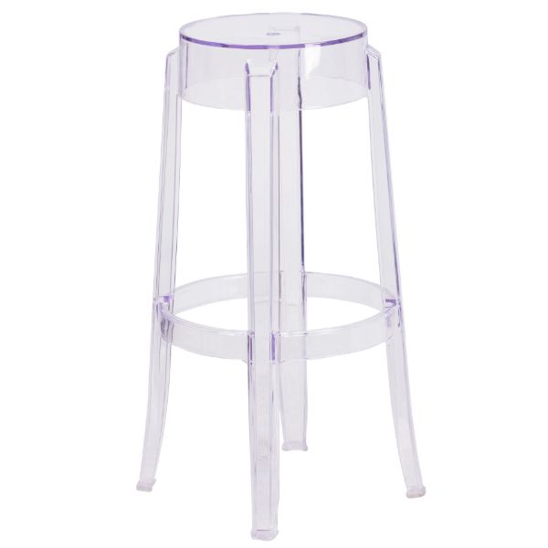 29.75'' High Transparent Barstool FH-118-APC2-GG
