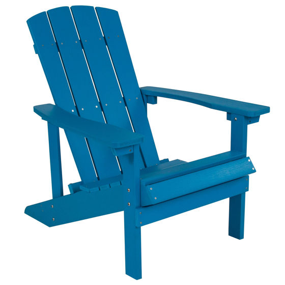 Charlestown All-Weather Poly Resin Wood Adirondack Chair in Blue  JJ-C14501-BLU-GG