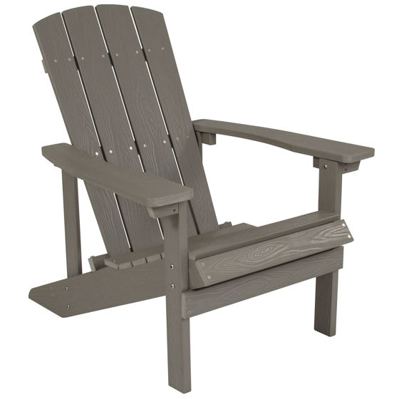 Charlestown All-Weather Poly Resin Wood Adirondack Chair in Gray  JJ-C14501-LTG-GG