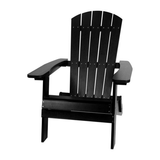 Charlestown All-Weather Poly Resin Indoor/Outdoor Folding Adirondack Chair in Black JJ-C14505-BLK-GG