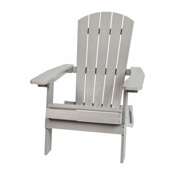 Charlestown All-Weather Poly Resin Indoor/Outdoor Folding Adirondack Chair in Gray  JJ-C14505-GY-GG