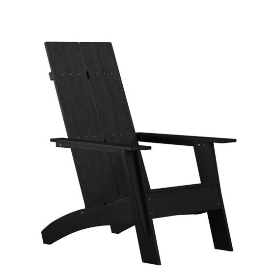 Sawyer Modern All-Weather Poly Resin Wood Adirondack Chair in Black  JJ-C14509-BK-GG