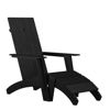 Sawyer Modern All-Weather Poly Resin Wood Adirondack Chair with Foot Rest in Black JJ-C14509-14309-BK-GG 