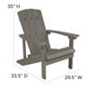 3 Piece Charlestown Gray Poly Resin Wood Adirondack Chair Set with Fire Pit - Star and Moon Fire Pit with Mesh Cover JJ-C145012-32D-LTG-GG