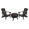 3 Piece Charlestown Slate Gray Poly Resin Wood Adirondack Chair Set with Fire Pit - Star and Moon Fire Pit with Mesh Cover JJ-C145012-32D-SLT-GG