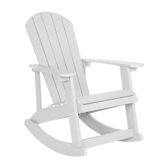 Savannah All-Weather Poly Resin Wood Adirondack Rocking Chair with Rust Resistant Stainless Steel Hardware in White JJ-C14705-WH-GG