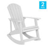 Savannah All-Weather Poly Resin Wood Adirondack Rocking Chair with Rust Resistant Stainless Steel Hardware in White - Set of 2 JJ-C14705-WH-2-GG 