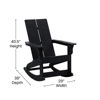 Finn Modern All-Weather 2-Slat Poly Resin Rocking Adirondack Chair with Rust Resistant Stainless Steel Hardware in Black - Set of2 JJ-C14709-BK-2-GG 