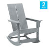 Finn Modern All-Weather 2-Slat Poly Resin Rocking Adirondack Chair with Rust Resistant Stainless Steel Hardware in Gray - Set of2 JJ-C14709-GY-2-GG