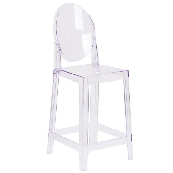 Revna Ghost Counter Stool with Oval Back in Revna Transparent Crystal [OW-Revna GhostBACK-24-GG] OW-GHOSTBACK-24-GG