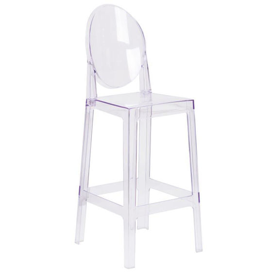 Revna Ghost Barstool with Oval Back in Revna Transparent Crystal [OW-Revna GhostBACK-29-GG] OW-GHOSTBACK-29-GG