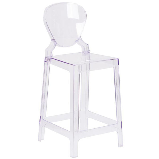 Ghost Counter Stool with Tear Back in Transparent Crystal OW-TEARBACK-24-GG