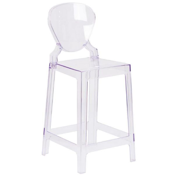 Ghost Counter Stool with Tear Back in Transparent Crystal OW-TEARBACK-24-GG