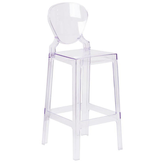 Ghost Barstool with Tear Back in Transparent Crystal OW-TEARBACK-29-GG