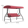 Tellis 3-Seat Outdoor Steel Converting Patio Swing Canopy Hammock with Cushions / Outdoor Swing Bed (Maroon) TLH-007-MRN-GG