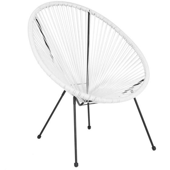 Valencia Oval Comfort Series Take Ten White Papasan Lounge Chair TLH-094-WHITE-GG