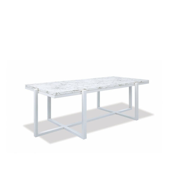 Rectangle Coffee Table With Honed Carrara Marble Top Designer Outdoor Furniture