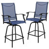 Valerie Patio Bar Height Stools Set of 2, All-Weather Textilene Swivel Patio Stools with High Back & Armrests in Navy 2-ET-SWVLPTO-30-NV-GG