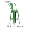Kai Commercial Grade 30" High Green Metal Indoor-Outdoor Barstool with Removable Back CH-31320-30GB-GN-GG
