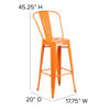 Kai Commercial Grade 30" High Orange Metal Indoor-Outdoor Barstool with Removable Back CH-31320-30GB-OR-GG