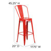 Kai Commercial Grade 30" High Red Metal Indoor-Outdoor Barstool with Removable Back CH-31320-30GB-RED-GG