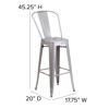 Kai Commercial Grade 30" High Silver Metal Indoor-Outdoor Barstool with Removable Back CH-31320-30GB-SIL-GG