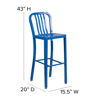 Gael Commercial Grade 30" High Blue Metal Indoor-Outdoor Barstool with Vertical Slat Back CH-61200-30-BL-GG