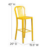 Gael Commercial Grade 30" High Yellow Metal Indoor-Outdoor Barstool with Vertical Slat Back CH-61200-30-YL-GG