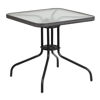Barker 28'' Square Tempered Glass Metal Table with Gray Rattan Edging TLH-073R-GY-GG