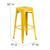 Kai Commercial Grade 30" High Backless Yellow Metal Indoor-Outdoor Barstool with Square Seat CH-31320-30-YL-GG