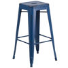 Kai Commercial Grade 30" High Backless Distressed Antique Blue Metal Indoor-Outdoor Barstool ET-BT3503-30-AB-GG