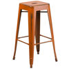 Kai Commercial Grade 30" High Backless Distressed Orange Metal Indoor-Outdoor Barstool ET-BT3503-30-OR-GG