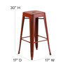 Kai Commercial Grade 30" High Backless Distressed Kelly Red Metal Indoor-Outdoor Barstool ET-BT3503-30-RD-GG