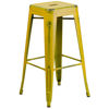 Kai Commercial Grade 30" High Backless Distressed Yellow Metal Indoor-Outdoor Barstool ET-BT3503-30-YL-GG