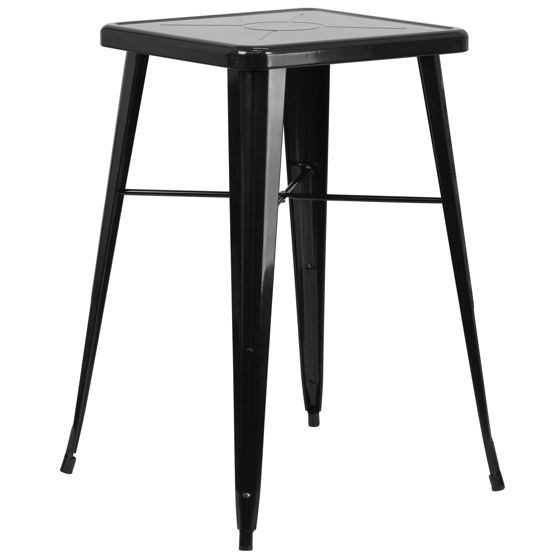 Commercial Grade 23.75" Square Black Metal Indoor-Outdoor Bar Height Table CH-31330-BK-GG