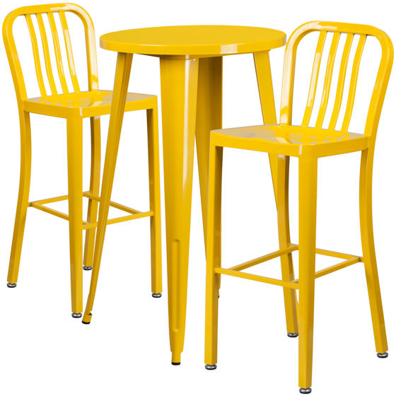Buy Commercial Grade 24" Round Yellow Metal IndoorOutdoor Bar Table