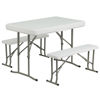 3 Piece Portable Plastic Folding Bench and Table Set DAD-YCZ-103-GG