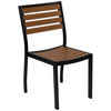 Lark Outdoor Stackable Side Chair with Faux Teak Poly Slats XU-DG-HW6036-GG