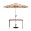 Lark 3 Piece Outdoor Patio Table Set - 30" x 48" Square Synthetic Teak Patio Table with Tan Umbrella and Base XU-DG-UH3048-UB19BTN-GG