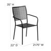 Oia Commercial Grade Black Indoor-Outdoor Steel Patio Arm Chair with Square Back CO-2-BK-GG