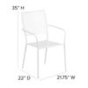 Oia Commercial Grade White Indoor-Outdoor Steel Patio Arm Chair with Square Back CO-2-WH-GG